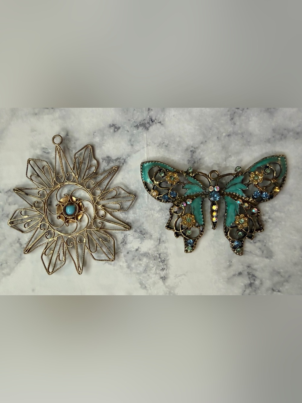 Gold Tone Pendant Duo